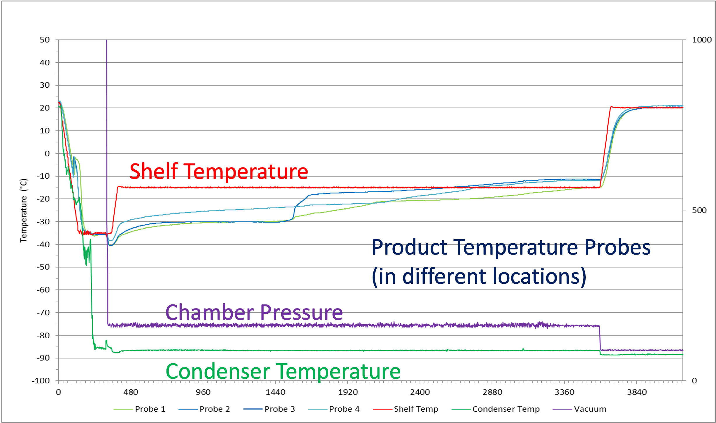 Lyostat5の凍結乾燥サイクル（例）グラフ